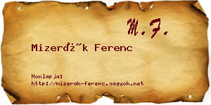 Mizerák Ferenc névjegykártya